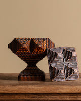 Tramp Art Diamond Pedestal Box, American, 19th Century