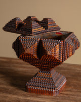 Tramp Art Diamond Pedestal Box, American, 19th Century