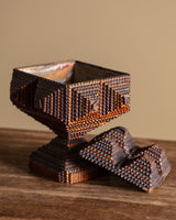 Tramp Art Diamond Pedestal Box, American, 19th Century