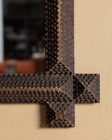 Tramp Art Cross-Corner Mirror with Gold Paint #1, Early 20th Century
