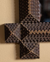 Tramp Art Cross-Corner Mirror with Gold Paint #1, Early 20th Century