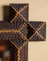 Tramp Art Cross-Corner Mirror with Gold Paint #2, Early 20th Century