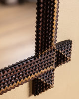 Tramp Art Cross-Corner Mirror with Gold Paint #2, Early 20th Century