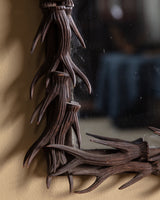 Black Forest Carved Wood Antler Mirror, Germany, 19th Century