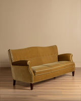 Fritz Hansen Style Ochre Mohair Sofa, Denmark, 1960's