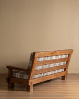 Brutalist Oak Sofa in New Hampshire Plaid, Netherlands, 1970s