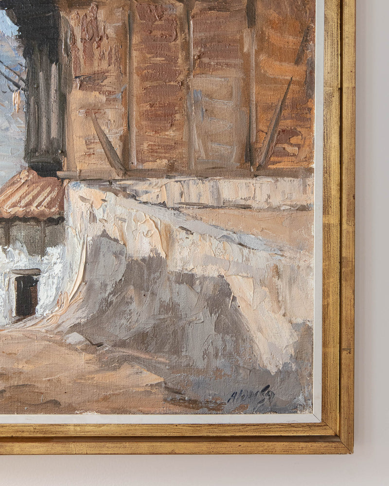 Impressionist Acrylic Painting of Buildings