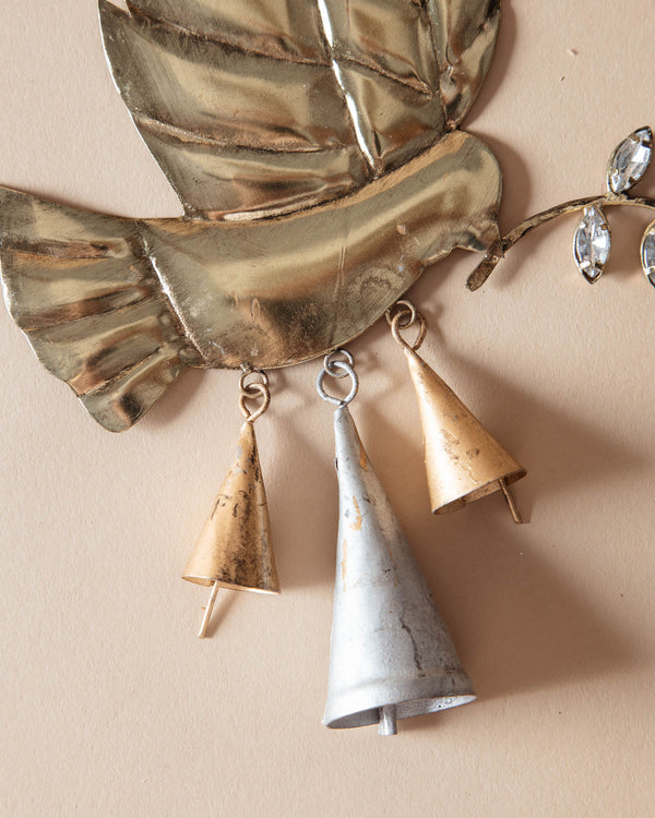 Metal Dove & Bell Ornament