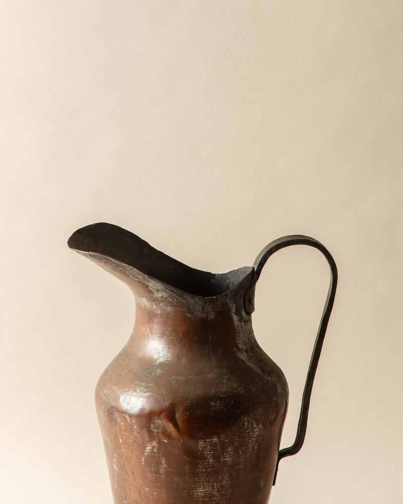 Copper Toned Large Metal Ewer Pitcher