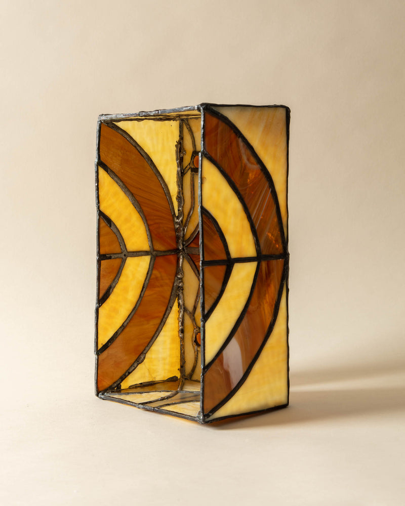 Amber and Yellow Stained Glass Tissue Box Cover