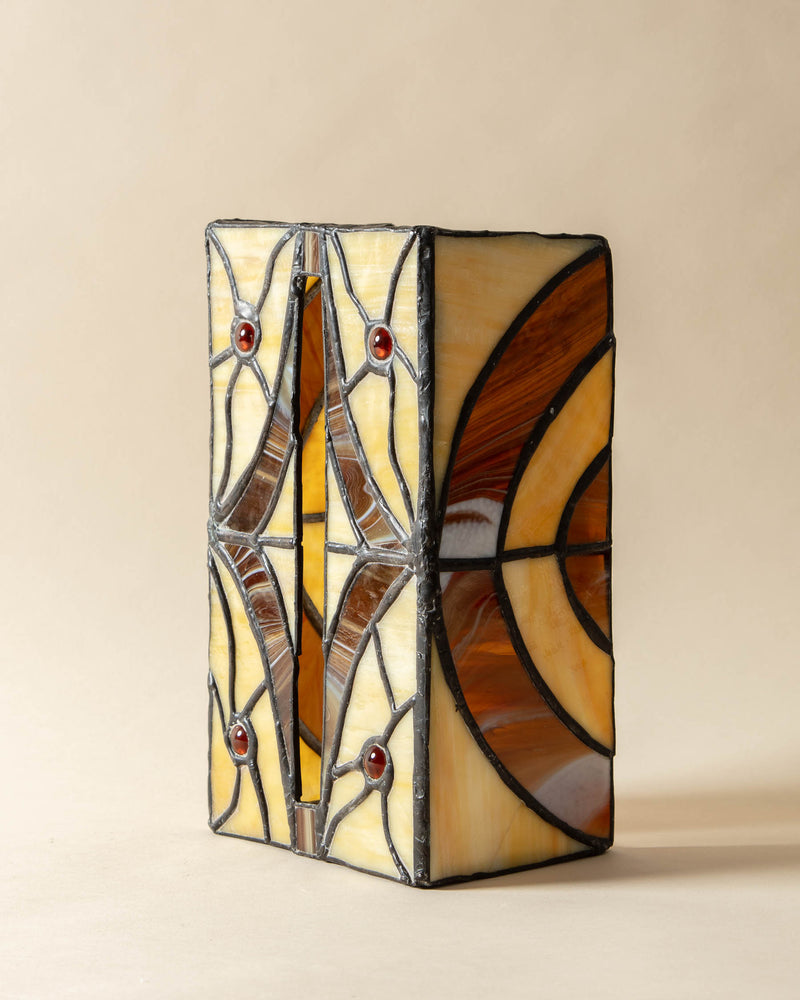 Amber and Yellow Stained Glass Tissue Box Cover