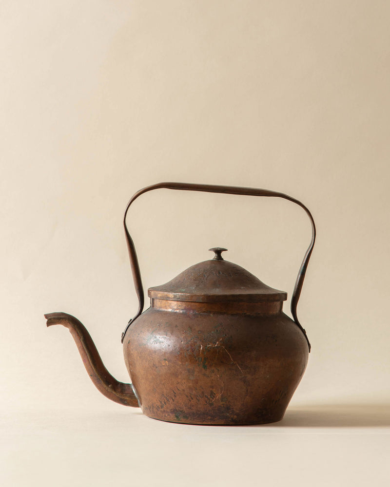 19th Century Hammered Copper Teapot