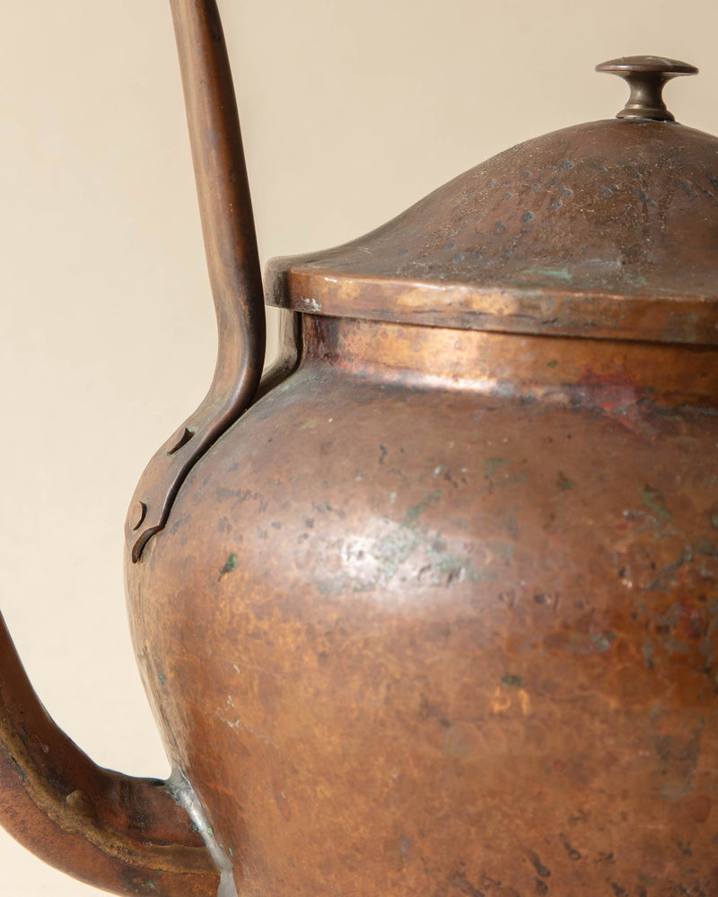 19th Century Hammered Copper Teapot