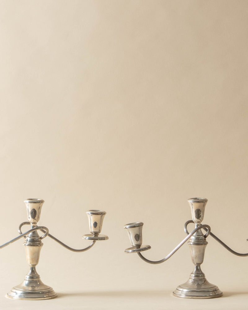 Twist Sterling Silver Three Taper Candelabra