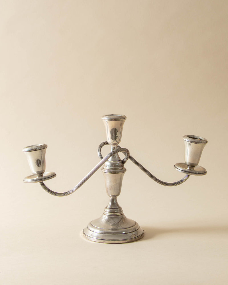 Twist Sterling Silver Three Taper Candelabra