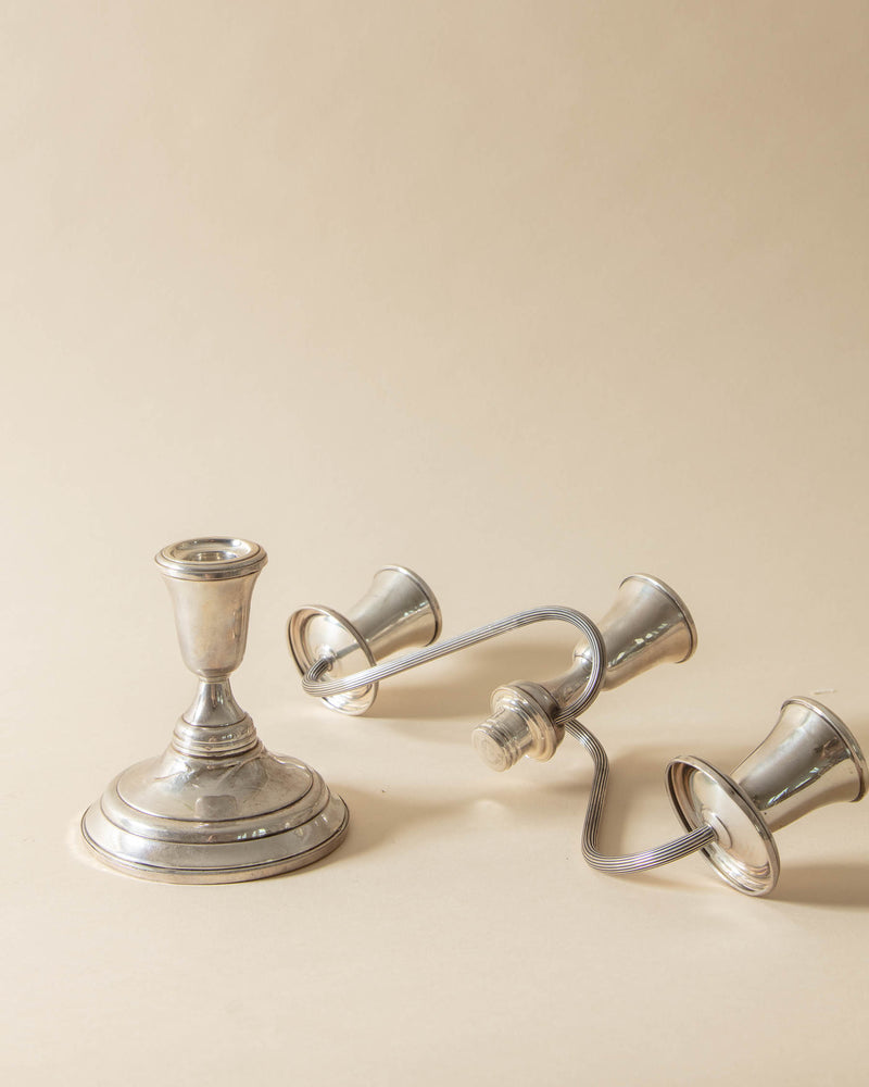 Twist Sterling Silver Three Taper Candelabra