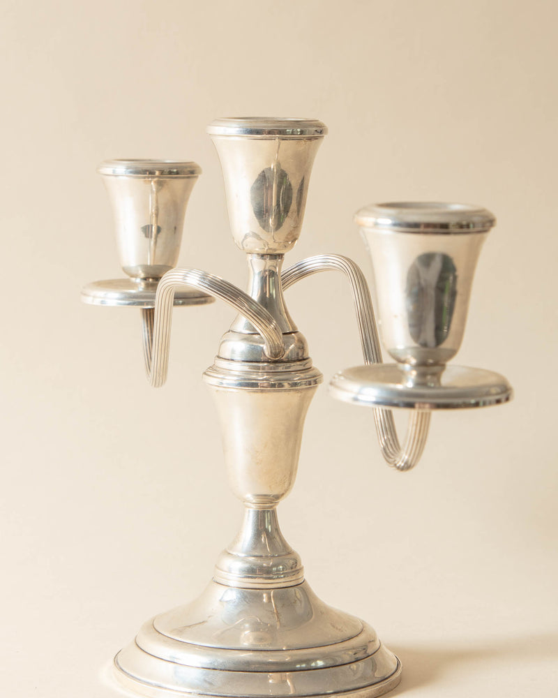 Twist Sterling Silver Three Taper Candelabra