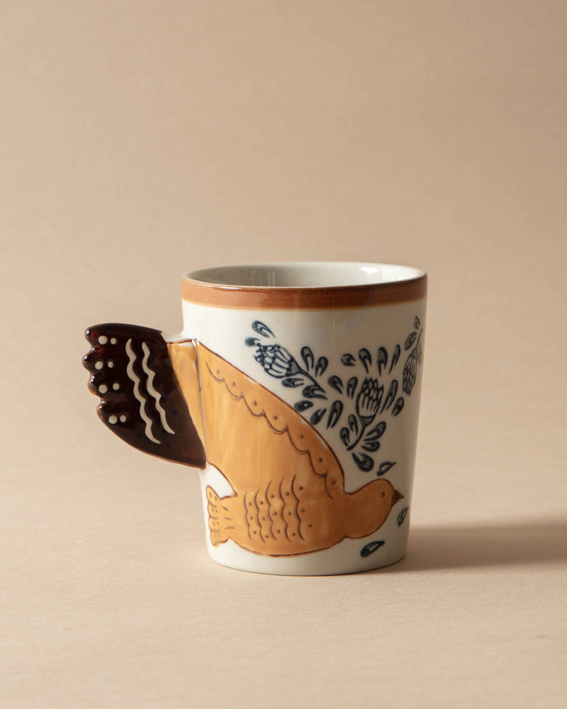 Hand-Painted Birdie Stoneware Mug