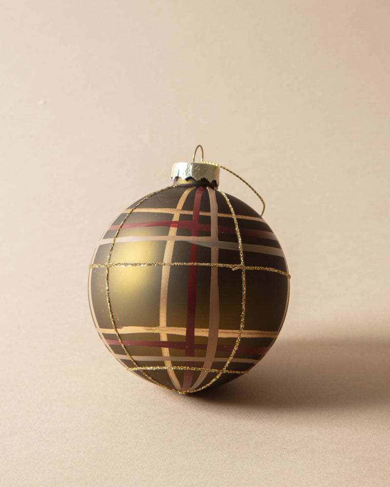 Hand-Painted Plaid Glass Ball Ornaments
