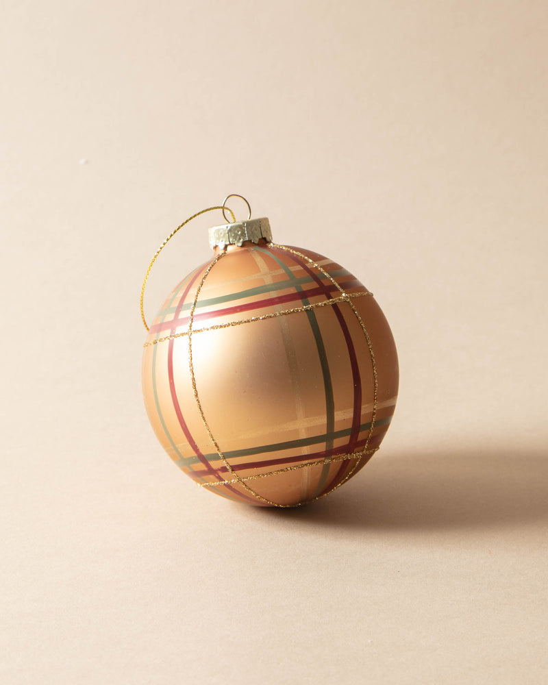 Hand-Painted Plaid Glass Ball Ornaments