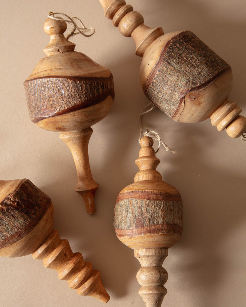 Carved Mahogany Wood Finial Ornaments