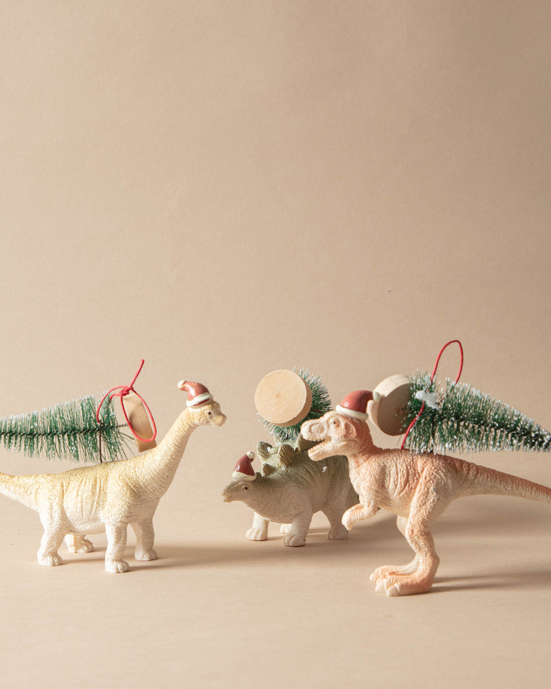 Resin Santa Hat Dinosaur Ornaments