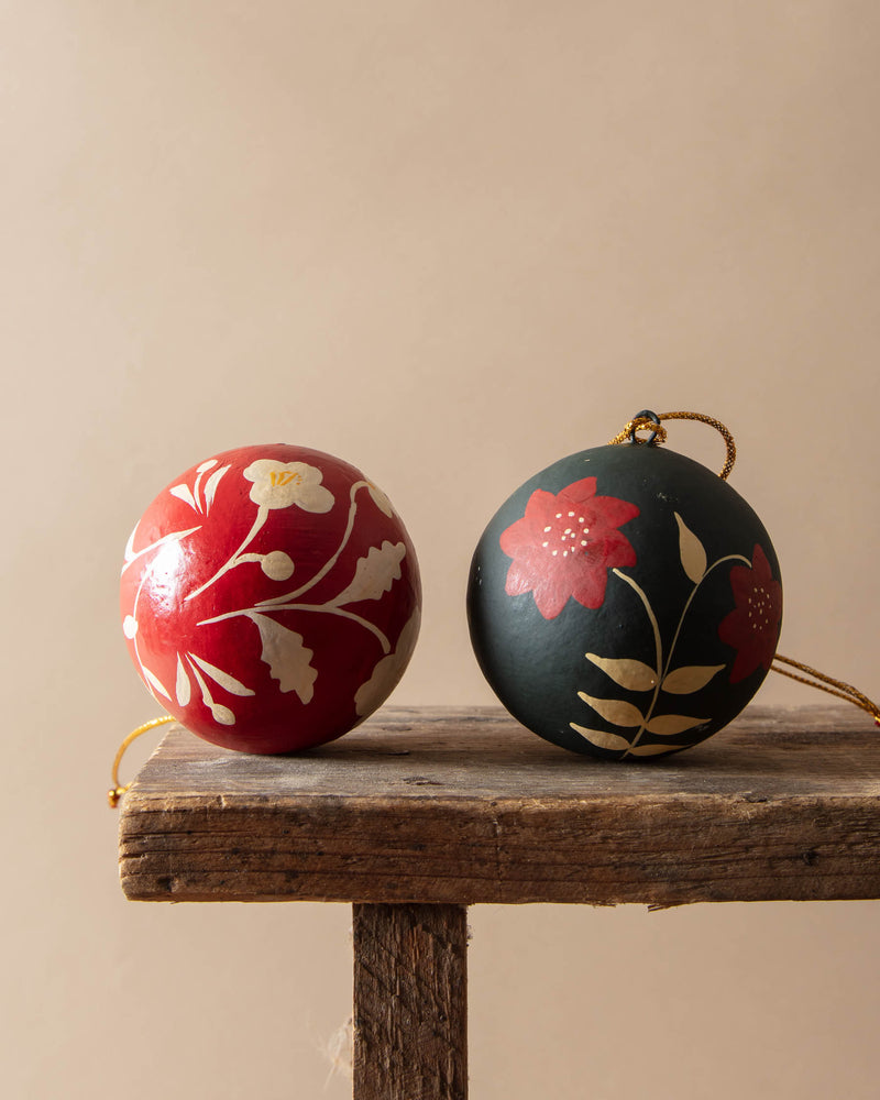 Hucklebee Hand-Painted Paper Mache Ornaments