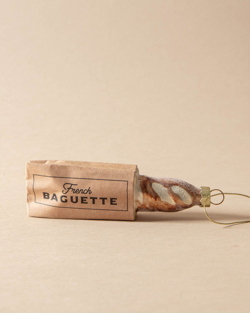 Hand-Painted French Baguette Glass Ornament