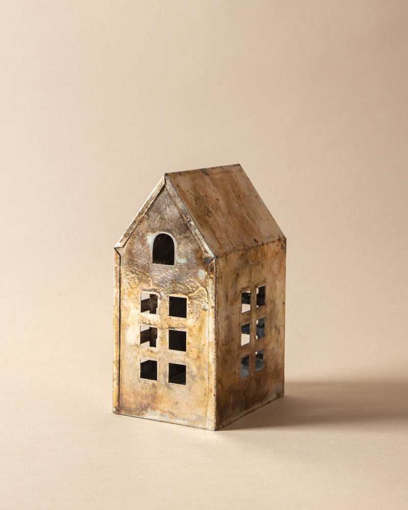 Antique Pewter Metal Houses