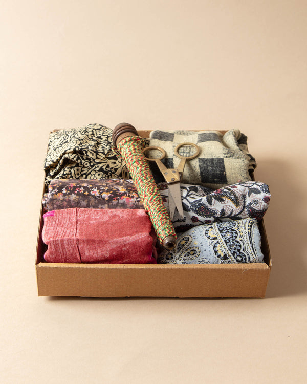 Vintage Silk Sari Gift Wrapping Kit (Set of 6)