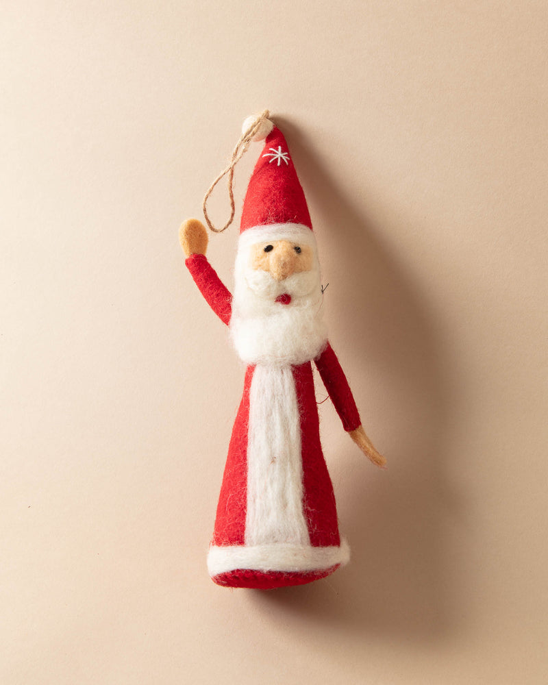 Tall Wool Felt Santa Ornament