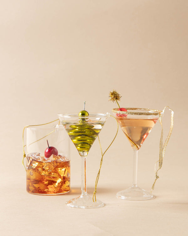 Glass Cocktail Ornaments