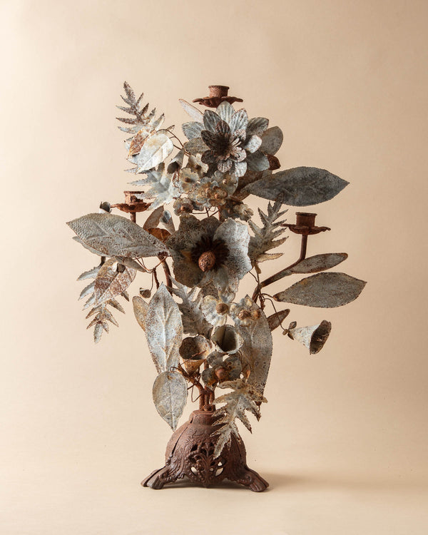 Handmade Metal Vintage Floral Candelabra