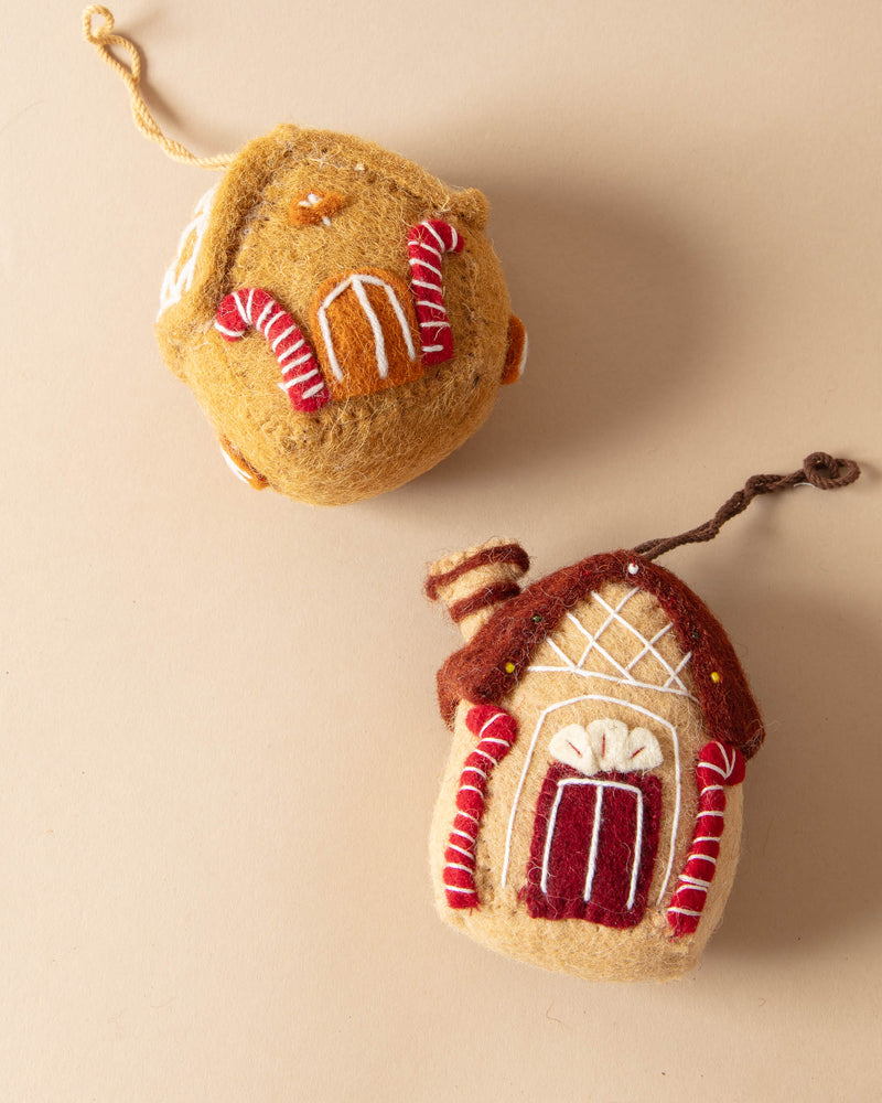 Handmade Felt Gingerbread House Ornaments