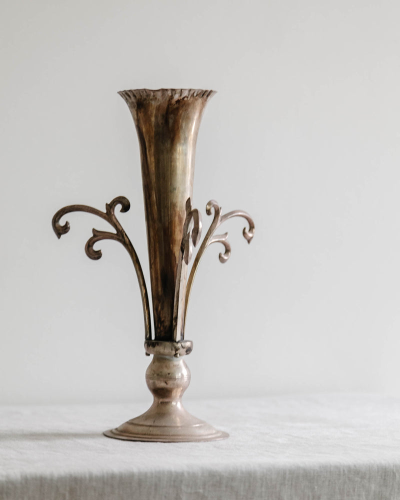 Fluted Silver Vase with Flourishes