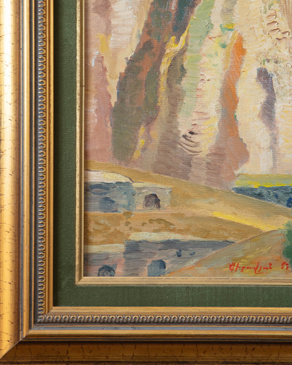 Signed Southwestern Landscape Oil Painting in Gold Frame
