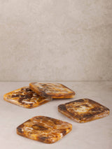 Smoked Amber Marbled Coasters – Set of 4
