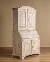 Gustavian Washed Pine Fall Front Secretary, Sweden, Dated 1842
