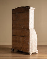 Gustavian Washed Pine Fall Front Secretary, Sweden, Dated 1842