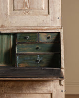 Gustavian Washed Pine Fall Front Secretary, Sweden, Dated 1842