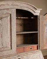 Gustavian Washed Pine Fall Front Secretary, Sweden, Dated 1842