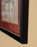 Equestrian Horse Pencil Sketch with Red Linen Mat, France, 1930s