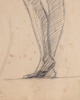 Art Deco Woman Pencil Sketch with Blue Linen Mat, France, 1920s