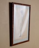 Art Deco Woman Pencil Sketch with Blue Linen Mat, France, 1920s