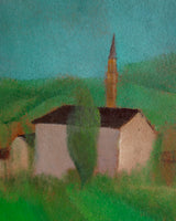 Modernist Green Hills Village Landscape by Romano Ocri da Feltre, Italy, 1920s