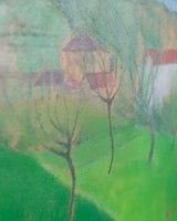 Modernist Green Hills Village Landscape by Romano Ocri da Feltre, Italy, 1920s