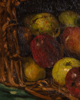 Rustic Basket of Fruit Still Life Oil Painting, France, Early 20th Century