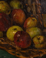 Rustic Basket of Fruit Still Life Oil Painting, France, Early 20th Century