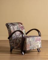 Sculptural Wood Arm Lounge Chair in Plantasia Cotton Linen, France, 1940s (2 available)