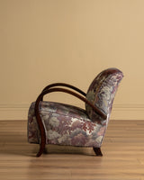 Sculptural Wood Arm Lounge Chair in Plantasia Cotton Linen, France, 1940s (2 available)